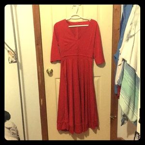 Red knee length dress. never been worn.